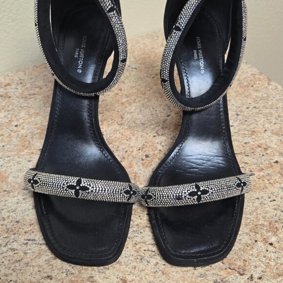 Louis Vuitton Black Rhinestone Ankle Strap Pumps Size 8.5 US / 39 EU - Picture 2 of 6